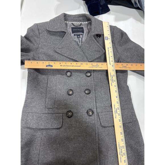 Banana Republic Wool Melange Peacoat Gray Size Large Double Breasted quiet luxe - Picture 3 of 9